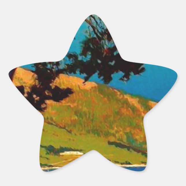 Vintage California Coast Travel Star Sticker (Front)
