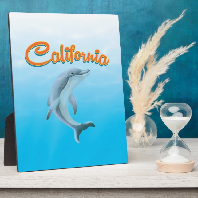 Vintage California Dolphin travel poster Plaque (Side)