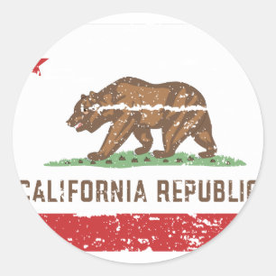 Vintage CALIFORNIA Flag Classic Round Sticker