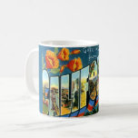 Vintage California Mug<br><div class="desc">A stunning vintage postcard greeting from California. If you prefer a different colour background on the mug it's easy to change it!</div>