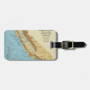 Vintage California National Parks Map Art Luggage Tag