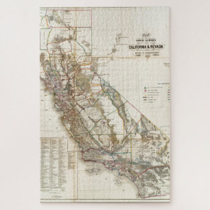 Vintage California Nevada Historic Map USA Jigsaw Puzzle