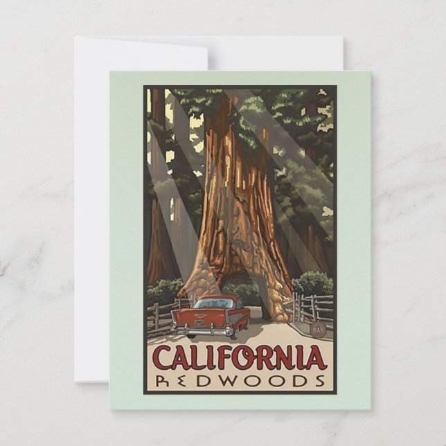 Vintage California Redwoods Travel Card (Front)
