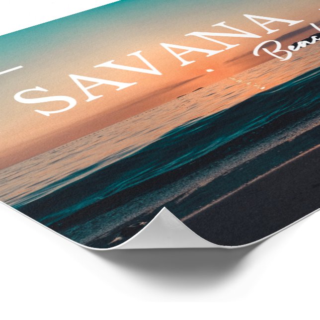 Vintage California Sunset Beach Poster (Corner)