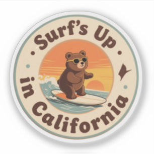 Vintage California Surf's Up Surfing Bear