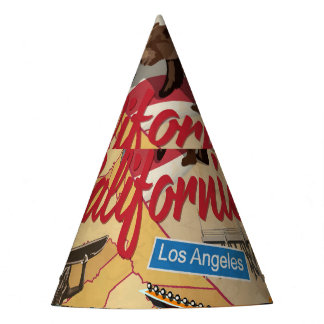Vintage California: tourist attractions map. Party Hat