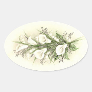 Vintage Calla Lilies Oval Sticker