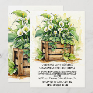 Vintage Calla Lily Illustration Art Birthday Party Invitation