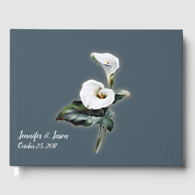Vintage Calla Lily Wedding Guest Book (Front)