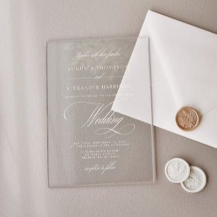 Vintage Calligraphy Classy Wedding Acrylic Invitations