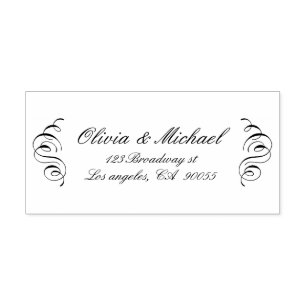 Vintage Calligraphy Custom Wedding Couple Address Self-inking Stamp