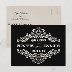 Vintage calligraphy gothic wedding Postcard