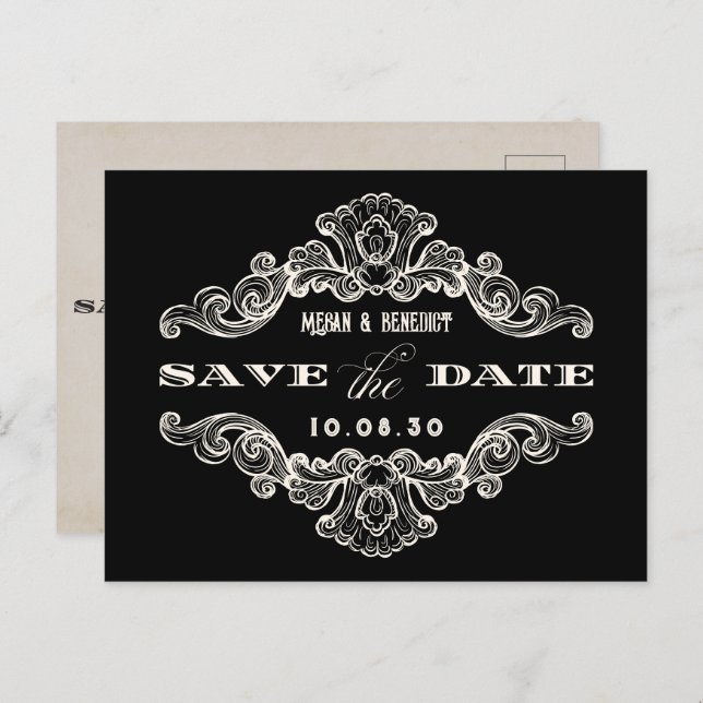 Vintage calligraphy gothic wedding Postcard (Front/Back)