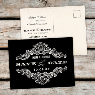 Vintage calligraphy gothic wedding Postcard