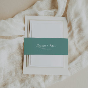 Vintage Calligraphy Green Wedding   Invitation Belly Band