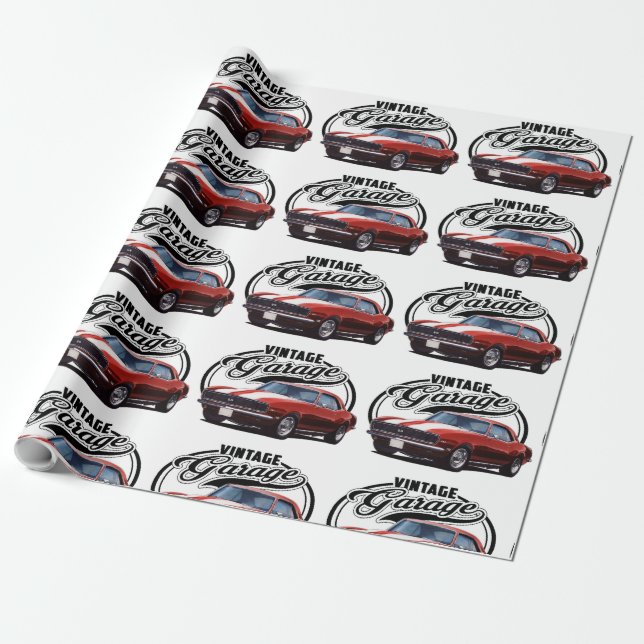 Vintage Camaro Garage Wrapping Paper (Unrolled)