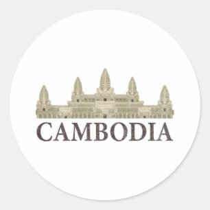 Vintage Cambodia Classic Round Sticker