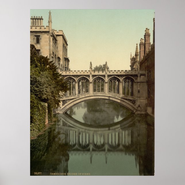 Vintage Cambridge England, Bridge of Sighs Poster (Front)