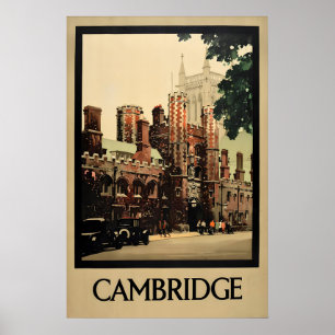 Vintage Cambridge England Travel Poster British