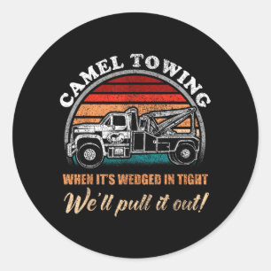 Vintage Camel Towing Humour Tow Truck Classic Round Sticker