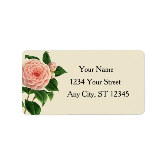 Vintage Camellia Botanical Address Label