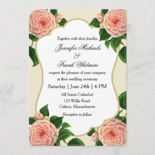 Vintage Camellia Botanical Invitation