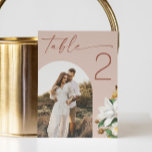 Vintage camellia. Pale pink arch photo wedding Table Number<br><div class="desc">Elegant floral script wedding Table Number with bloom vintage camellia and photo in shades of pastel pale pink,  dusty blush,  cream colours. Please contact me if you need additional items.</div>