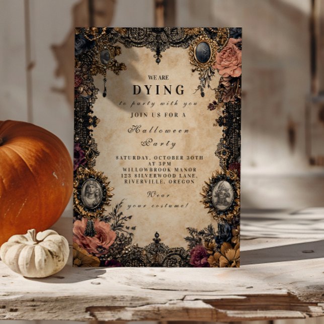 Vintage Cameo Gothic Halloween Invitation (Creator Uploaded)