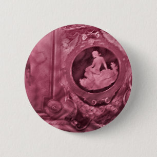 Vintage cameo pink 6 cm round badge