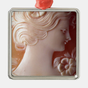 Vintage Cameo women silhouette  Metal Ornament