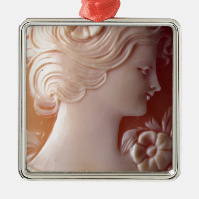 Vintage Cameo women silhouette  Metal Ornament (Front)