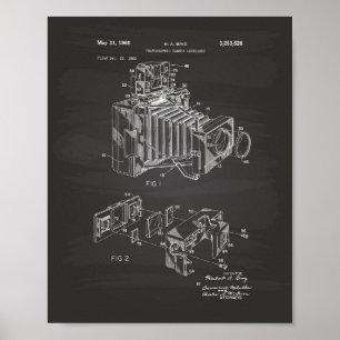 Vintage Camera 1966 Patent Art - Chalkboard Poster