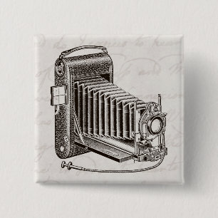 Vintage Camera - Antique Cameras Photography Retro 15 Cm Square Badge