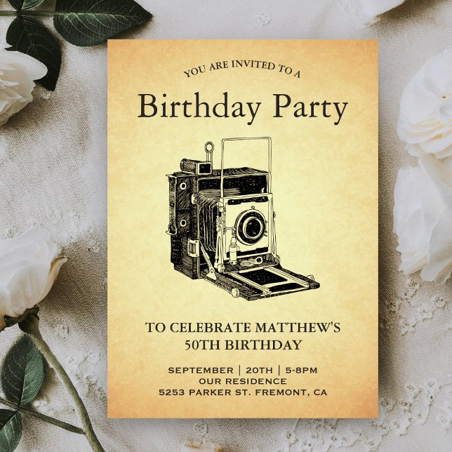 Vintage Camera Birthday Party Invitation (Creator Uploaded)