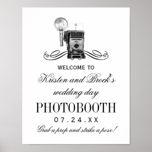 Vintage Camera Black Wedding Photobooth Sign