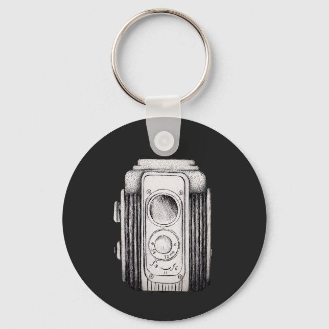 Vintage Camera Black Without wording Key Ring (Front)