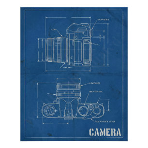 Vintage Camera Blueprint – Retro Wall Art