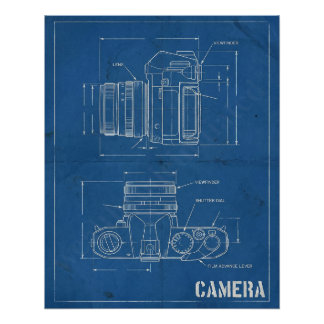 Vintage Camera Blueprint – Retro Wall Art