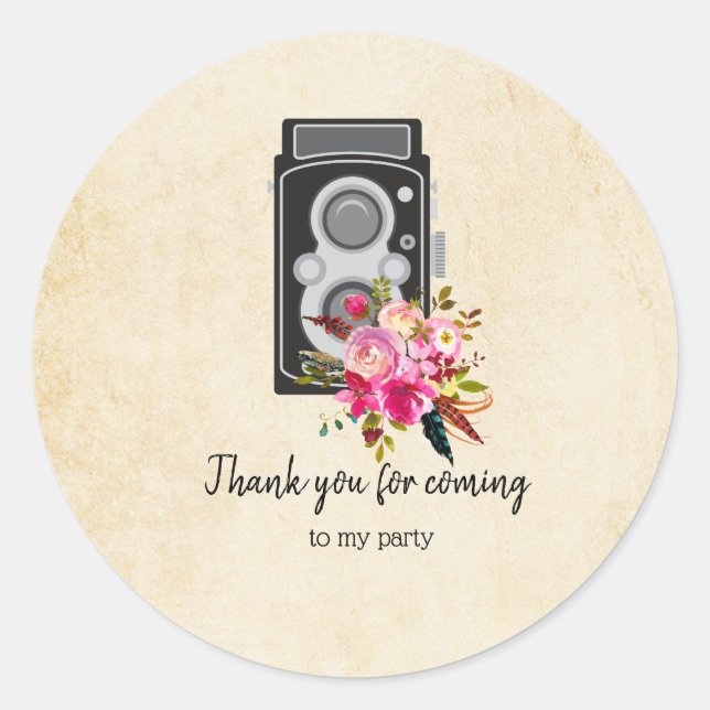 Vintage camera classic round sticker (Front)