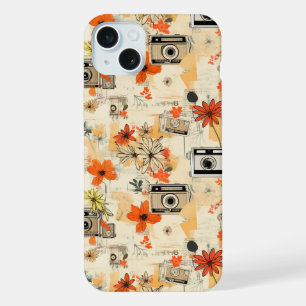 Vintage Camera Floral Orange Mustard Ephemera iPhone 15 Plus Case