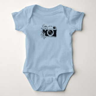 Vintage Camera – Floral Sketch Baby Bodysuit