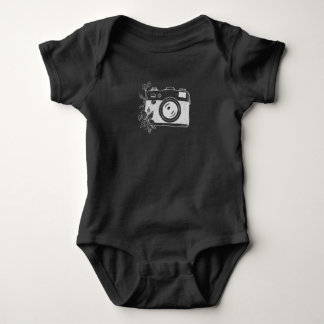 Vintage Camera – Floral Sketch Baby Bodysuit