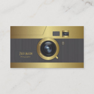 Vintage camera gold business card
