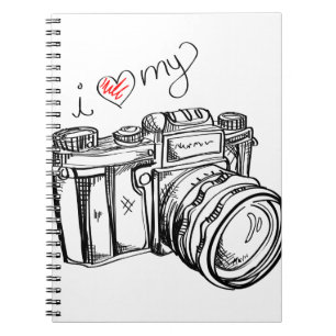 Vintage Camera, Hand Drawn Illustration, Photo Notebook