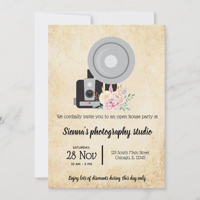 Vintage Camera Invitation (Front)