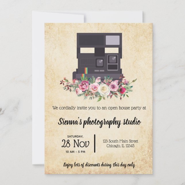 Vintage Camera Invitation (Front)