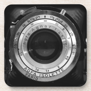 Vintage camera lens coaster