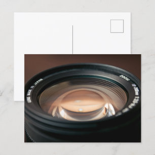 Vintage camera lens postcard