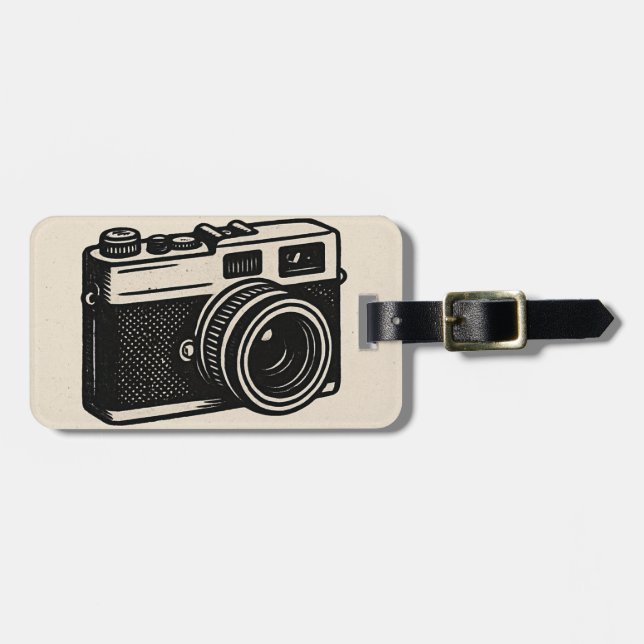 Vintage Camera Luggage Tag – Retro Photography Tra (Front Horizontal)