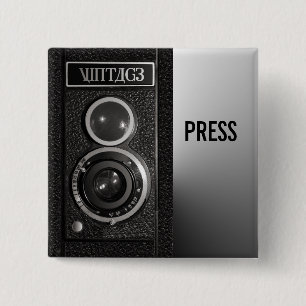 Vintage Camera On Media and Press Badge
